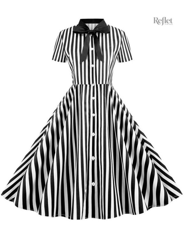 Robe à motifs noir et blanc des années 70