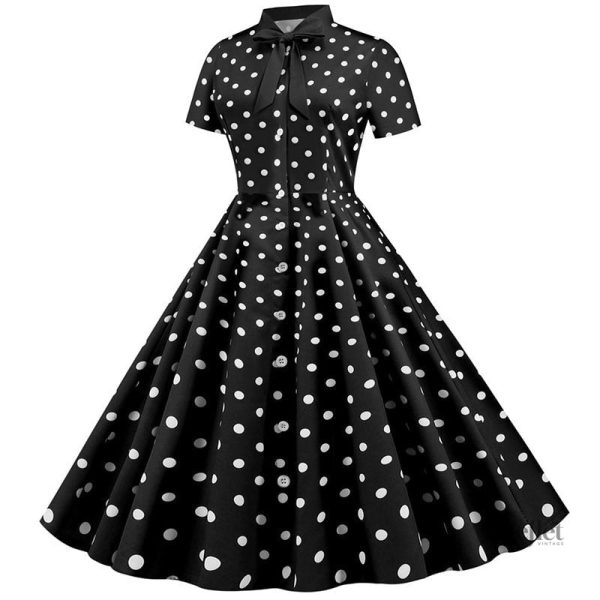 Robe noire et blanche élégante année 70