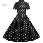 Robe classique femme années 70, noir et blanc