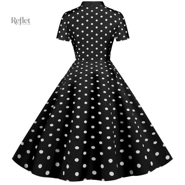 Robe classique femme années 70, noir et blanc