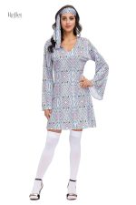 Robe rétro années 70, motifs colorés et féminins