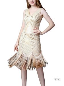 Robe plissée inspirée des années 20, style élégant et vintage