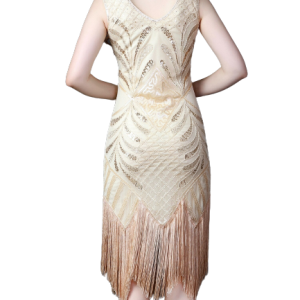 Robe 1920 plissée, design rétro, parfaite pour les soirées chic