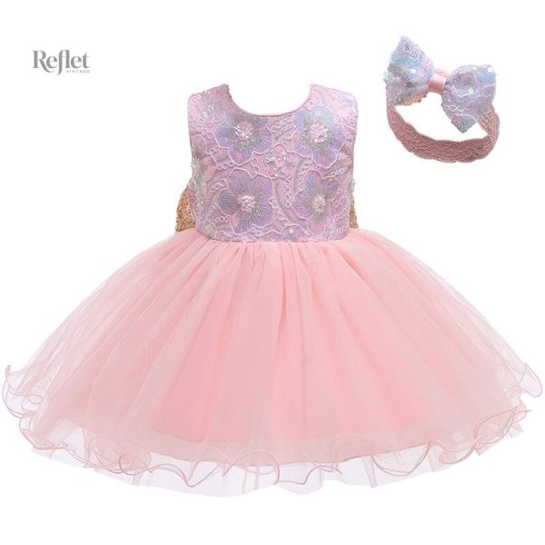 Vêtement bébé rétro, robe courte pour fille de 6 mois