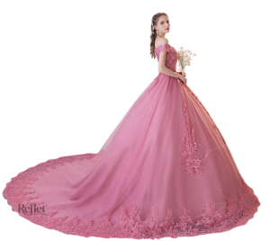 Robe élégante fuchsia, style princesse féminin