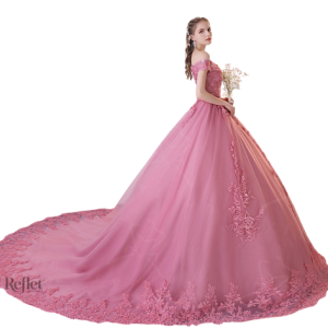 Robe élégante fuchsia, style princesse féminin