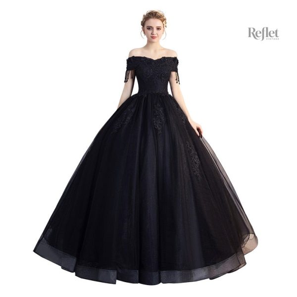 robe-princesse-longue-femme-noir-1 Robe longue noire femme style princesse