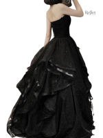 Robe noire style princesse pour femme chic