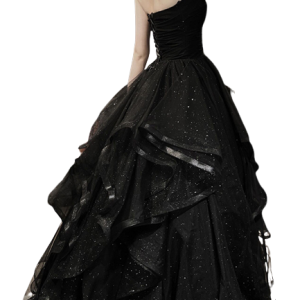 Robe noire style princesse pour femme chic