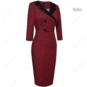 Robe rétro années 30 à carreaux élégante