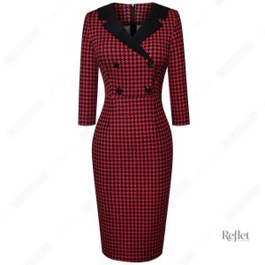 Robe vintage 30s à motif carreaux classique