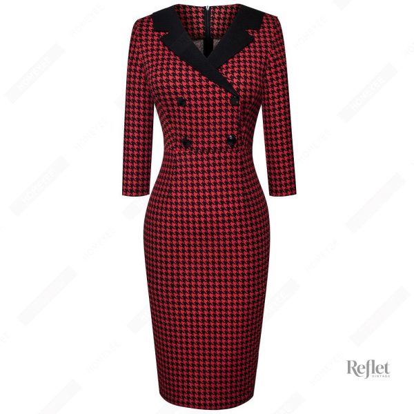 Robe vintage 30s à motif carreaux classique