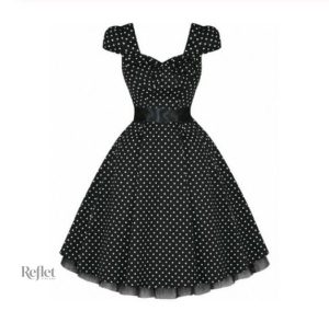 Robe rétro festive, motif classique à pois