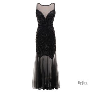 Robe femme vintage années 20 à franges