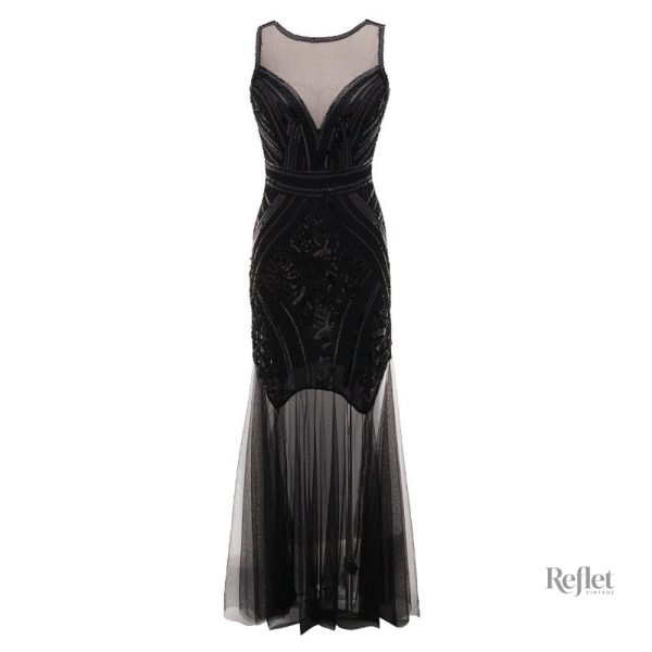 Robe femme vintage années 20 à franges