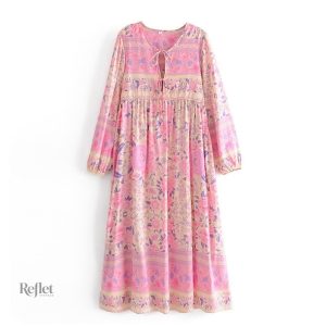 Robe Rose Années 70 au style rétro