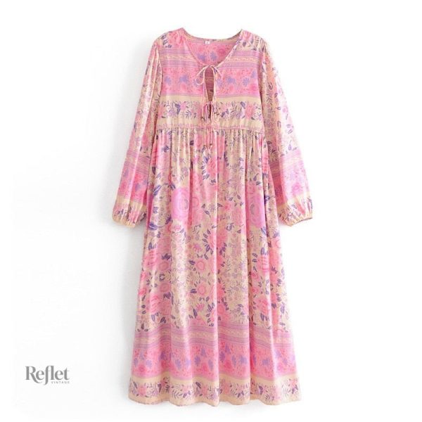 Robe Rose Années 70 au style rétro