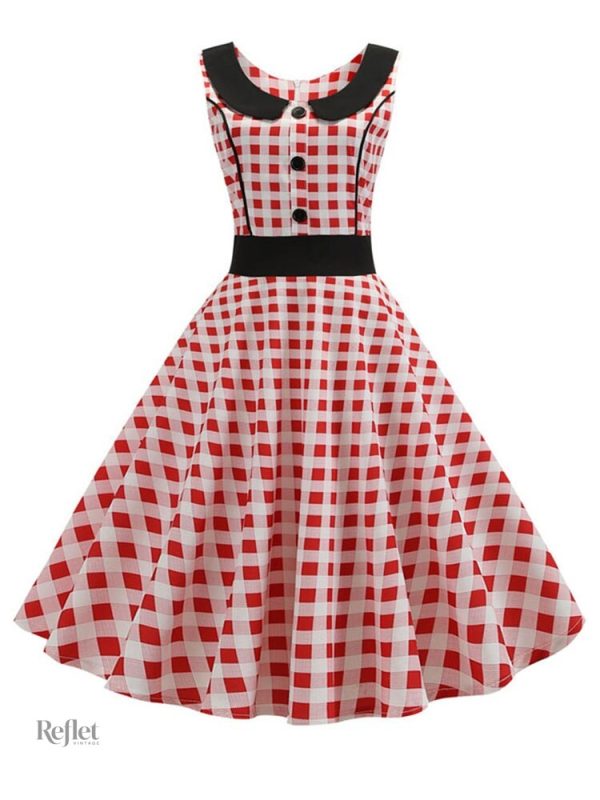 Robe rouge à volants inspirée des années 70