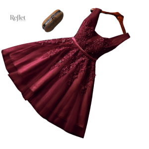 Robe longue rouge style princesse pour femme