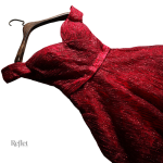 Robe de soirée rouge femme à volants et évasée