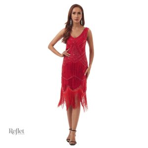 Robe blanche à franges années 20 chic