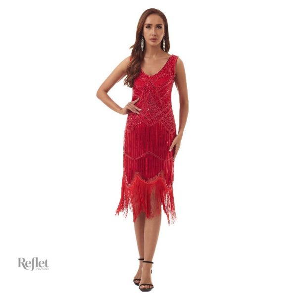 Robe blanche à franges années 20 chic