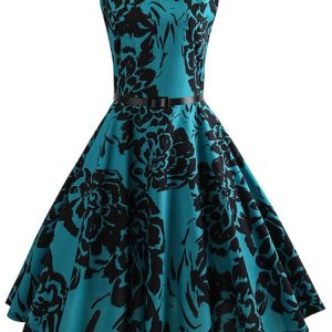 Robe soirée vintage style années 60 avec jupe évasée