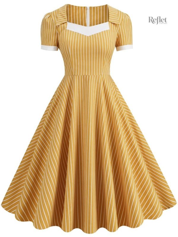 Robe 60s colorée avec motifs floraux classiques