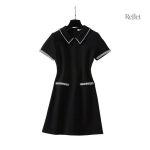 Robe vintage années 70 avec manches longues et ceinture