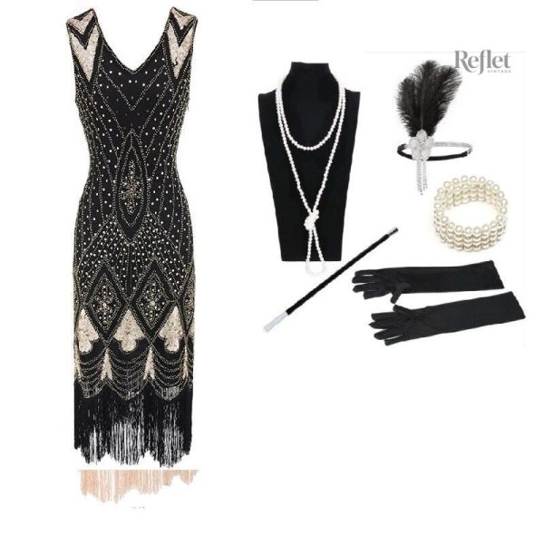 Robe années 30 chic avec motifs vintage