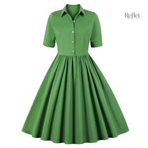 Robe années 50 col v avec plis