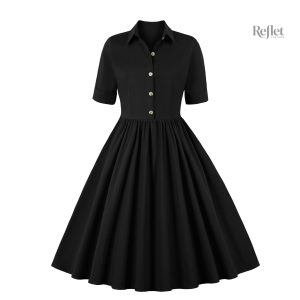 Robe col v classique avec détails plissés