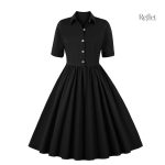 Robe rétro chic col v et plis délicats
