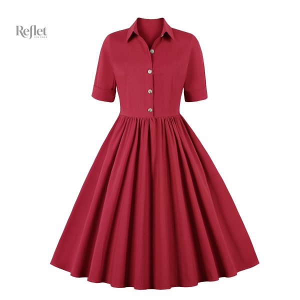 Robe féminine années 50 avec col en V