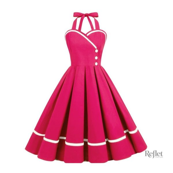 robe-unie-annee-60-pin-up-1 Robe pin-up unie années 60, style rétro chic
