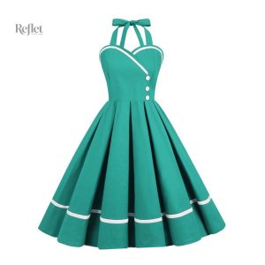 Robe années 60, look pin-up, couleurs unies