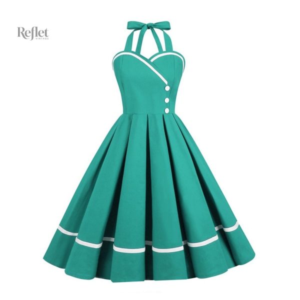 Robe années 60, look pin-up, couleurs unies