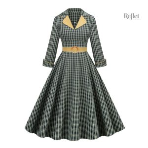 Robe verte style années 50 avec jupe évasée