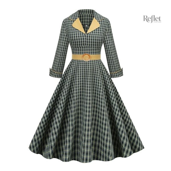 robe-verte-annee-50-1 Robe verte style années 50 avec jupe évasée