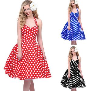 Robe à pois vintage année 50, élégance rétro