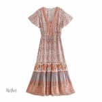 Robe vintage à fleurs, longueur maxi années 50