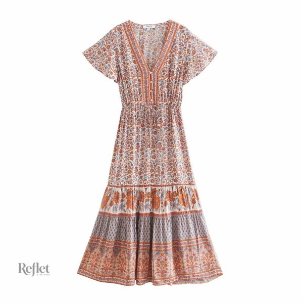 Robe vintage à fleurs, longueur maxi années 50