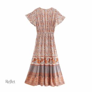 Robe rétro pin-up longue avec ceinture ajustable