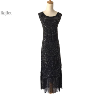 Robe noire inspirée des années 20, élégance vintage