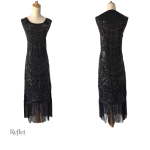 Robe années 20 noire, style rétro chic
