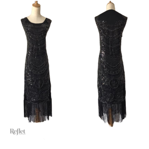 Robe années 20 noire, style rétro chic