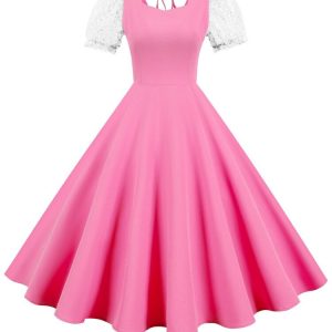 Robe 50s jaune avec jupe évasée