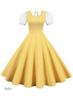 Robe vintage jaune avec imprimé floral