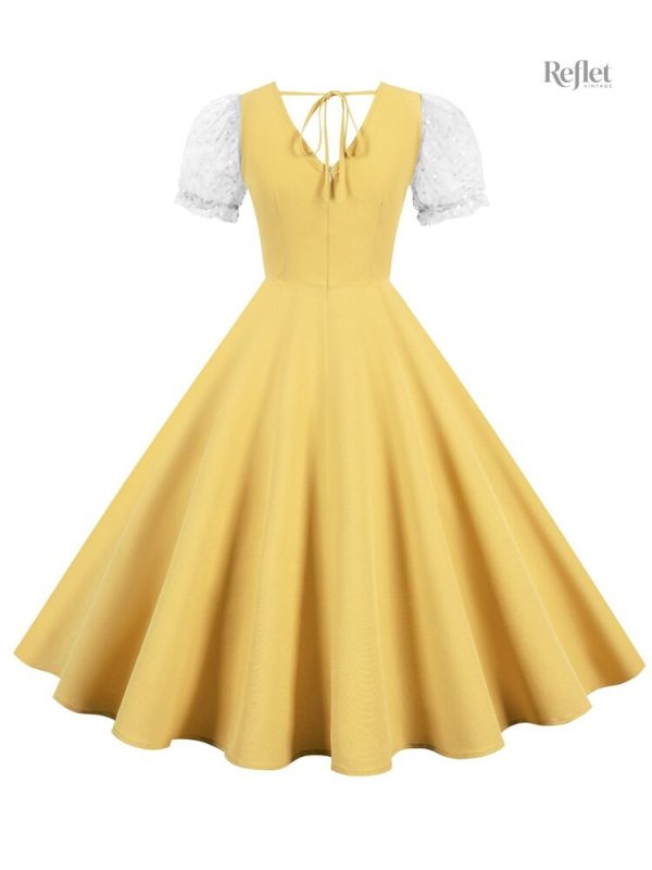 Robe jaune tendance rétro pour l'été