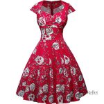 Robe années 50 à col bateau féminin